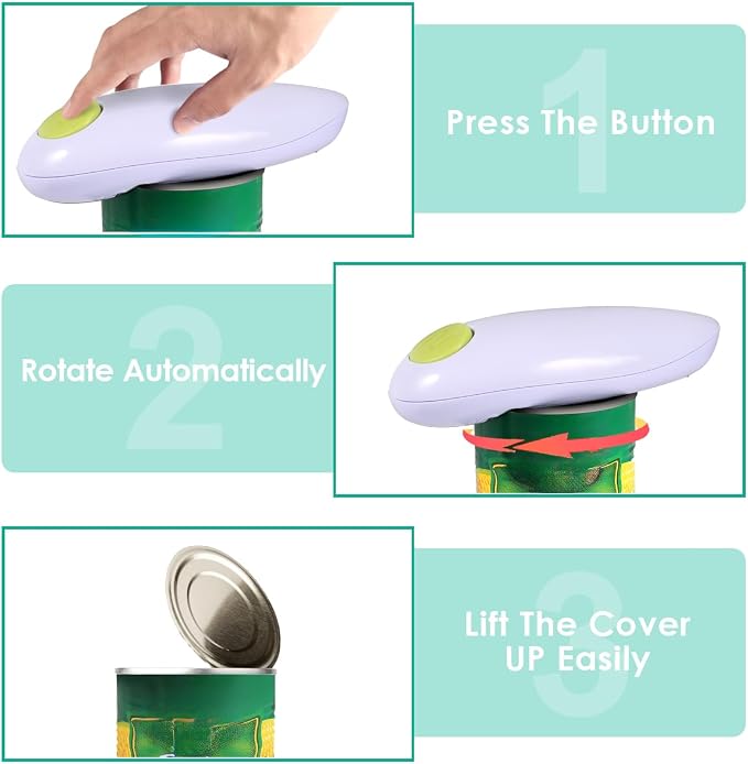 One-button electric can opener, automatic hands-free can opening, specially designed for arthritis patients and the elderly, safe and reliable