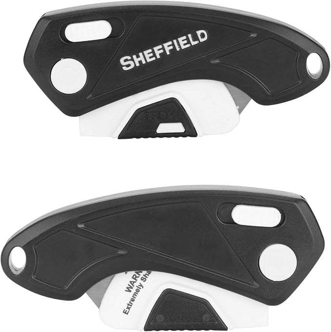 Sheffield 1282 Gadget Folding Lock Back Utility Knife, Compact Box Cutter with Lock Back Release and Quick-Change Mechanism, Heavy Duty Cardboard Cutter