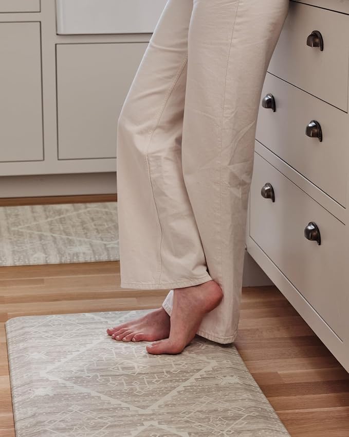 House of Noa Nama Standing Mat – Anti-Fatigue Kitchen Mats for Floor, Cushioned & Non-Slip Comfort Mat for Standing, Thick Foam Anti-Fatigue Mat for Kitchen & Workspaces, Ula Driftwood 22" x 54"