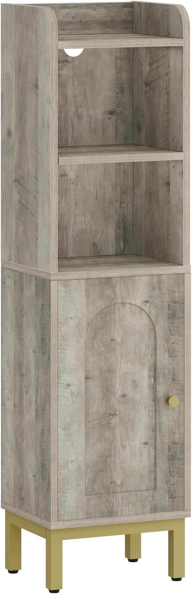 Hzuaneri Bathroom Storage Cabinet, Small Corner Floor Cabinet with Door and Shelves, Narrow Toilet Paper Holder, Bathroom Organizer with Adjustable Shelf, for Small Spaces, Rustic Greige BC38205GV1