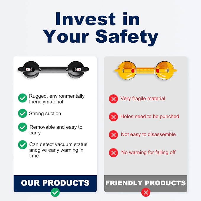 Suction Cup Grab Bars for Bathtubs and Bathroom, Tool Free Shower Handle, Grab Handle for Elderly Suction with Indicators, Shower Grab Bar for Seniors,Black
