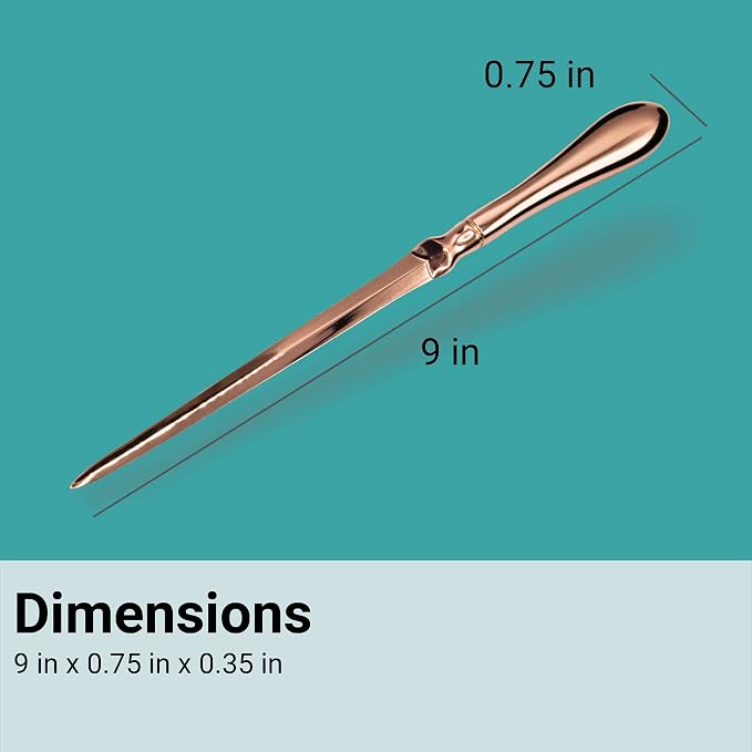 Rose Gold Letter Opener Knife - Smooth Metal Plated Envelope Opener - Ergonomic Rounded Handle for Comfort - Home and Office Mail Supplies - 2 Pack