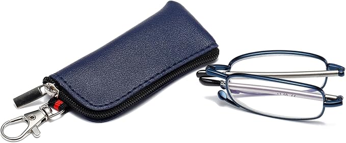 Folding Reading Glasses for Men Women, Keychain Compact Readers Blue Light Portable Pocket Eyeglasses
