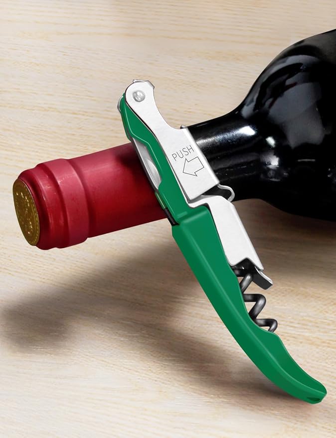 CORKAS Wine Key - Professional Handcrafted Heavy Duty Waiter Corkscrew, Compact Wine Opener with Double Hinged, Foil Cutter and Bottle Opener, Gifts for Servers, Sommelier, Bartenders - Dark Green