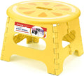 ACSTEP Folding Step Stool 9 Inch, Sturdy Collapsible Step Stool Foldable Up to 265 lb for Kids Toddlers & Adults, Non Slip Foot Stools with Handle for Kitchen, Bathroom, Bedroom, Outdoor, Lemon Yellow