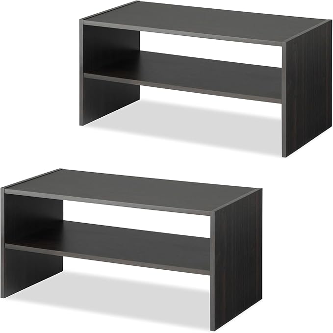 Whitmor Wood Stackable 2-Shelf Shoe Rack, 24 INCH, Espresso，2 Pack