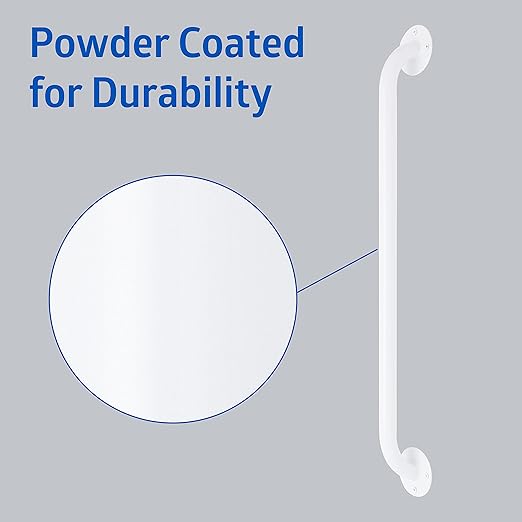 Medline White 24” Grab Bar for Shower & Bathtub, Independence Aid & Ease of Movement — For Elderly, Handicapped or Seniors, 300 lb. Capacity, 1 Bar