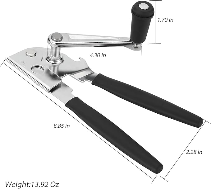 Heavy-Duty Commercial Manual Crank Can Openers,Rubber-Coated Long Handles | Easy to use, Ergonomic,Works Great on #10 Cans,for Restaurants,Home Kitchens,Seniors & Arthritis