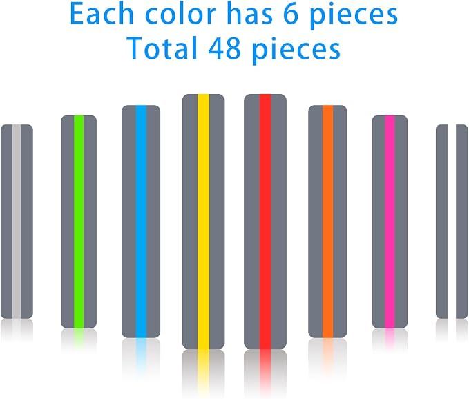 Guided Reading Strips/Colored Overlay/Highlight Strips/Highlighter/Bookmark/Assorted Colors Help with Dyslexia for Children and Teacher Supply Assistant (48 Pack)