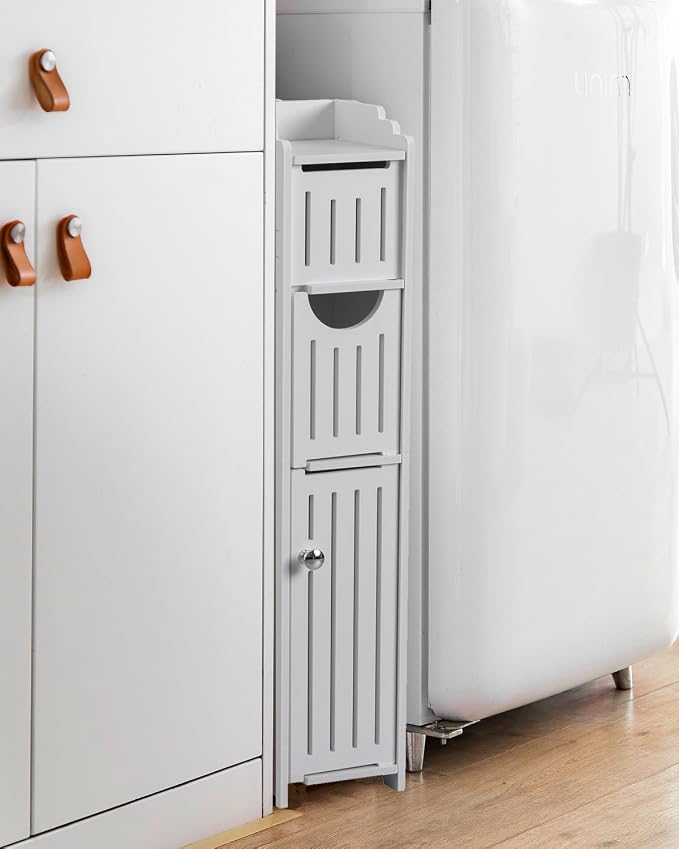 AOJEZOR Bathroom Storage Cabinet: Small Bathroom Storage Cabinet - Toilet Paper Holder Fit for Mega Roll,White