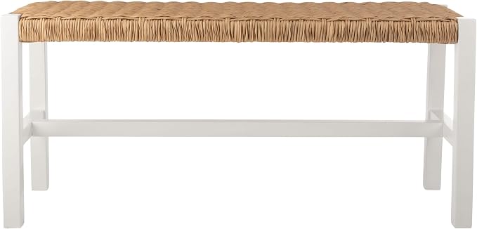 Alaterre Furniture Newport 40 Inch Solid Wood Entryway Bench - Modern Farmhouse Indoor Decorative Bench with Handcrafted Woven Rope Seat - Furniture for Entryway, Dining Room, or Kitchen (White)