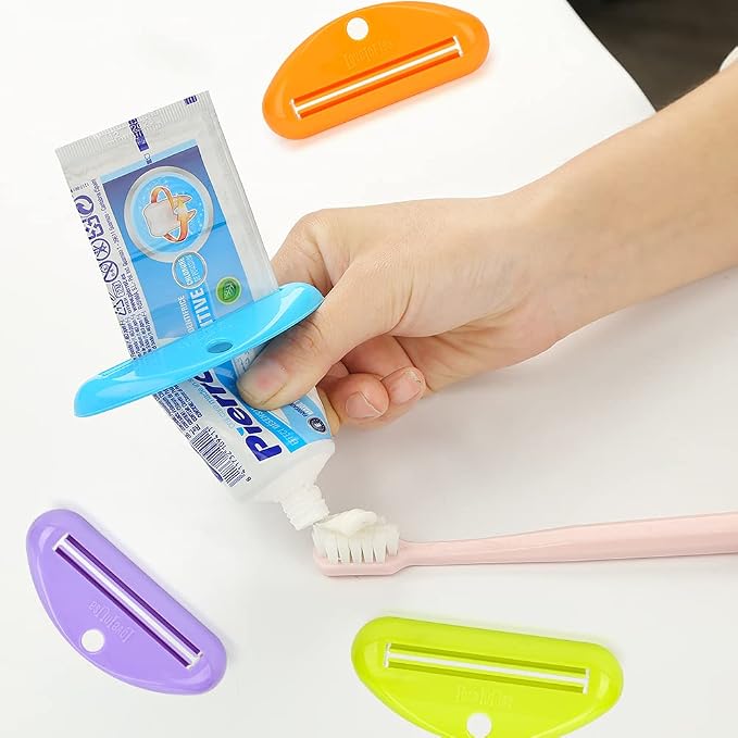 LoveInUsa Toothpaste Tube Squeezer Dispenser, Hanging Toothpaste Clips Holder Rolling Holder Squeezer 4 Pack