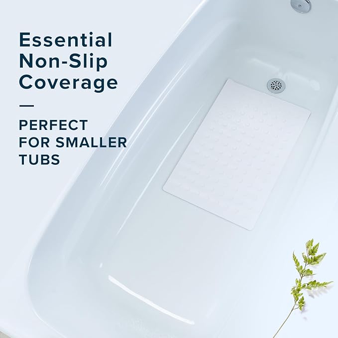 SlipX Solutions Durable Rubber Safety Mat 22 x 14, Feel Safe and Surefooted in Your Bath or Shower, Extra Grippy Surface Texture and Over 100 Power Grip Suction Cups, Machine Washable, White