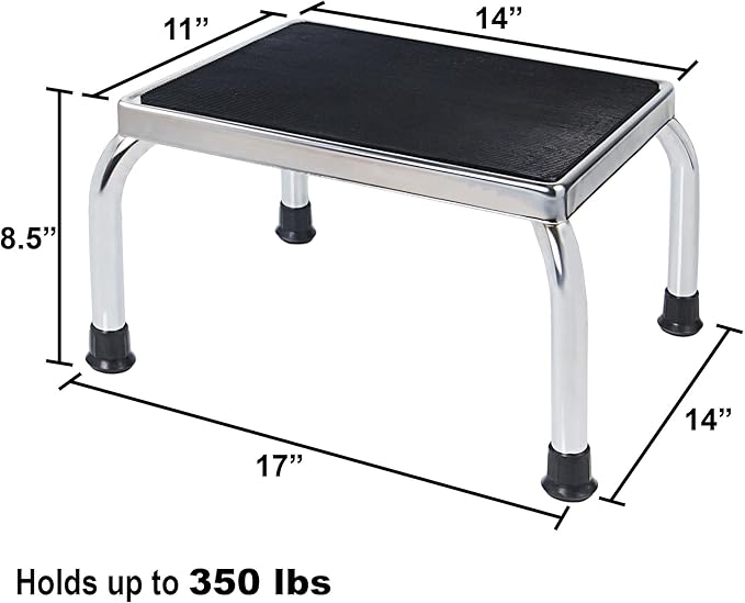 Vaunn Medical Foot Step Stool 350lbs Heavy-Duty Welded Steel Legs, Fully Welded Single Construction Frame, Anti-Skid Rubber Platform