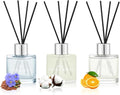 3 Pack Fragrance Reed Diffusers, 50ML Clean Linen Cotton Citrus Orange Aromatherapy Diffuser Set with 12 Black Fiber Sticks,Air Freshener for Bedroom Bathroom Office