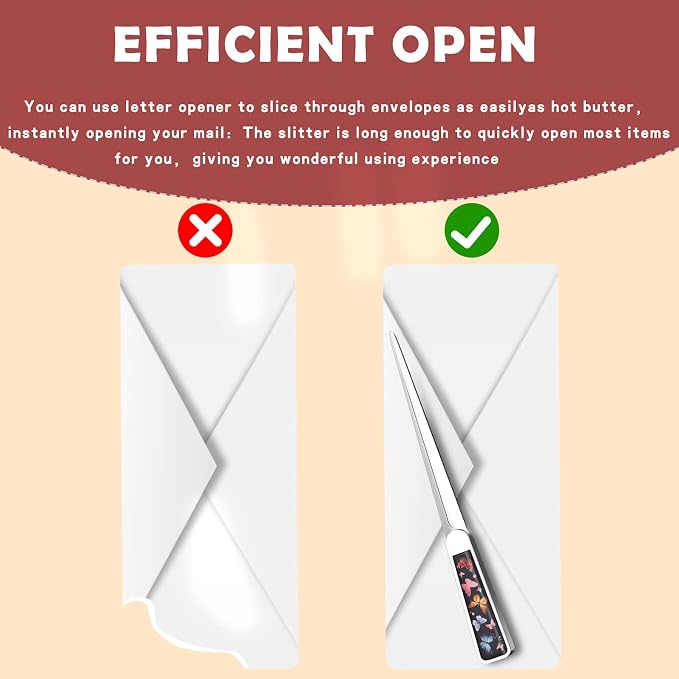 Chuangdi 4 Pieces Letter Opener Knife Fancy Stainless Steel Envelope Openers Slitter Lightweight Mail Opener Tool for Women Men Graduation Gift Office Home School Supplies(Vintage Style)