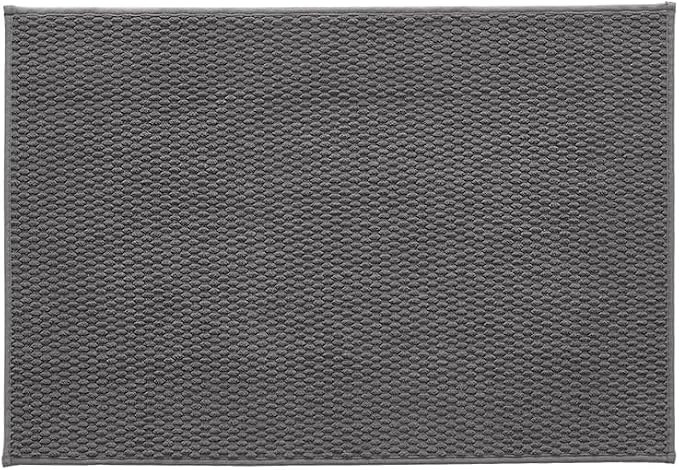TYUU Bathroom Rugs Non Slip Washable, Super Absorbent Thin Bath Mat Quick Dry Low Pile Bathroom Rug, Dark Grey 24"x36"