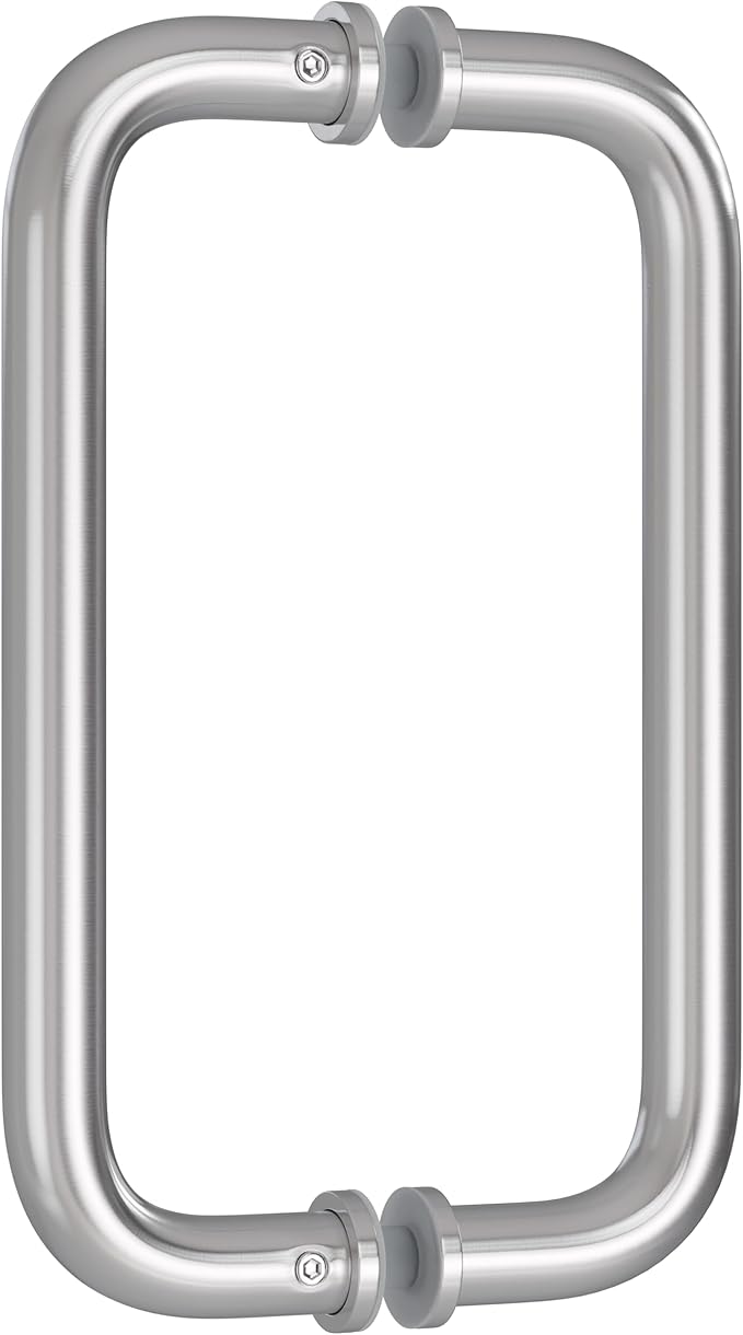 Ranbo Brushed Nickel 8" CTC Tubular Back-to-Back Shower Door Handle,Heavy-Duty 1.0mm Thick 304 Stainless Steel, for 1/4"- 1/2" Thick Glass and 1-3/8" - 2-1/6" Thick Wooden or Metal Doors