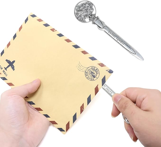 Honbay 2PCS Antique Letter Opener Knife Letter Opening Tool Zinc Alloy Envelope Slitter Metal Envelope Opener Sword Envelope Open Tool Mail Opener for School Home Office Mail Supplies (Silver)
