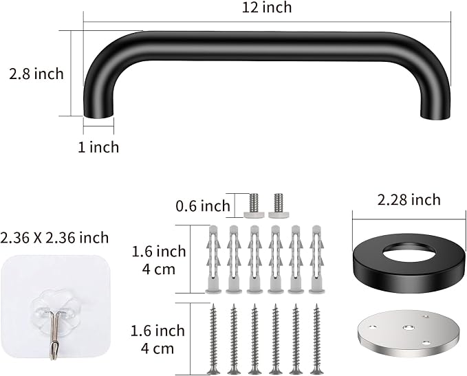 12 Inch Stainless Steel Shower Grab Bar,ZUEXT Oil Rubbed Black Shower Handle,Bathroom Balance Bar,Safety Hand Rail Support Bar for Handicap Elderly Injury,Senior Assist Bar,Wall Concealed Mount Handle