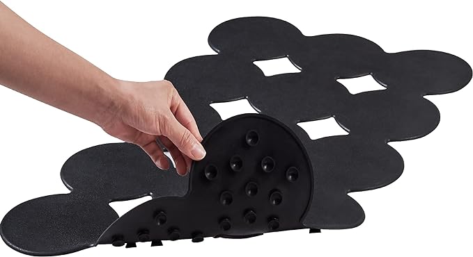 Webos Patented Non Slip Bathtub Mat Shower Mat Bath Mat Tub Mats with Strong Suction Cups Soft Natural Rubber Bath Mat for Inside The tub (Circle-Black, 28x16 inch)