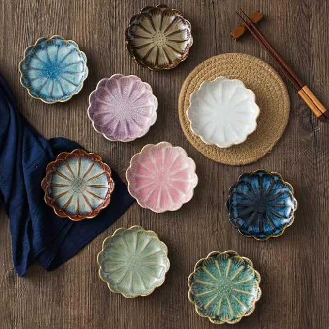 JAMEND CLXP Lotus Ring Holder Dish Small Indoor Ash Tray, Ceramic Dessert Plate Trinket Jewelry Holder Organizing Necklace Earrings for Parents Friends Sister, Blue. All Jewelries Are NOT Included.