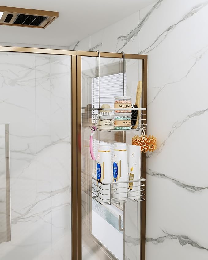 2-Tier shower caddy hanging,shower rack,small hanging bathroom organizer,bathroom door organizer,shower caddy over shower head