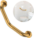 16 Inch Angled Grab Bar, ZUEXT Anti Slip Shower Grab Bar Handles, Brushed Gold Stainless Steel Knurled Bathroom Balance Bar, Safety Hand Rail Support for Handicap Elderly Injury Senior