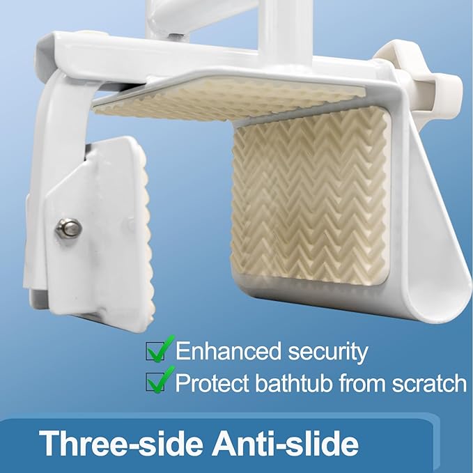 HEPO Adjustable Bathtub Grab Bars for Seniors, Bath Safety Grab Bar with Anti-Slip Cover for Elderly, Height and Width Adjustable