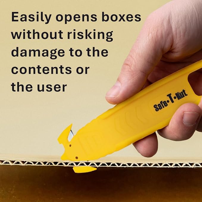 Safe•T•Kut Safety Box Cutter 20 Pack – Enclosed Blade Utility Knife for Opening Boxes, Packaging, Plastic Wrap, Tape & Zip Ties