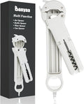 Jar Opener for Seniors with Arthritis, 7 in 1 Bottle Opener and Wine Corkscrew, Easy Grip Kitchen Gadget for Weak Hands Elderly, Retractable Jaw Lid Opener with Magnetic Storage (White)