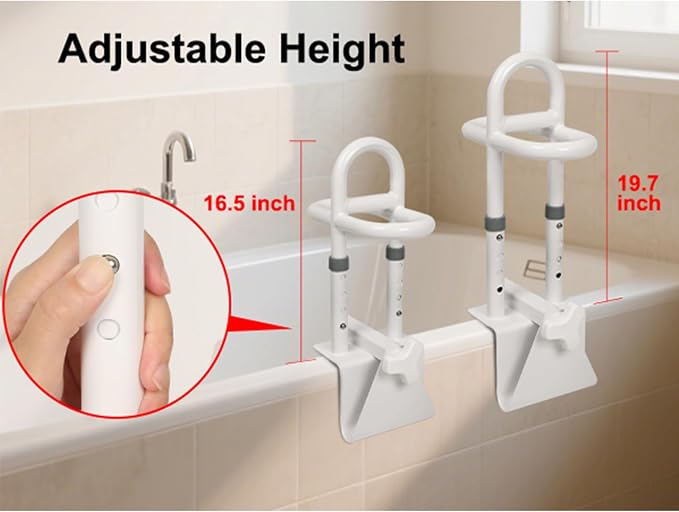 YEEGO DIRECT Bathtub Safety Rail, Height Adjustable Shower Bathtub Grab Bars for Seniors, Innovative Triple Grip Bathtub Handles for Seniors, Waterproof Frame, 300 LBS Weight
