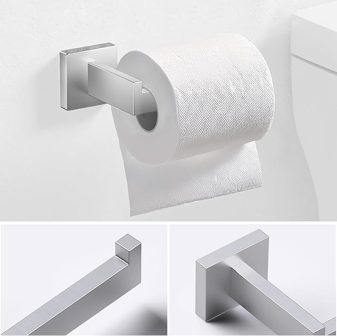 JOPOFI 5 Piece Bathroom Towel Bar Set - Thicken Stainless Steel Bath Towel Holder, 15.7 Inch Towel Racks for Bathroom Wall Mounted, Bathroom Hardware Accessories Set - Brushed Nickel