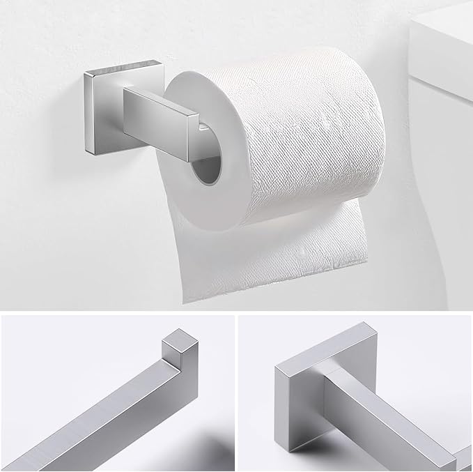 JOPOFI 5 Piece Bathroom Towel Bar Set - Thicken Stainless Steel Bath Towel Holder, 23.6 Inch Towel Racks for Bathroom Wall Mounted, Bathroom Hardware Accessories Set - Brushed Nickel