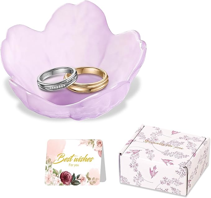 Gifts for Women Flower Jewelry Dish Ring Holder Jewelry Tray Vanity Organizer Room Decor Aesthetic Dorm Bathroom Decor Decorative Trinket Dish for Rings Earrings Necklaces Friendship Birthday Gifts
