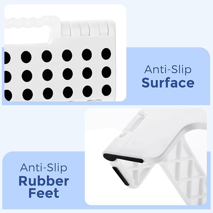 ACKO Folding Step Stool 13 Inch, Sturdy Collapsible Step Stool Foldable Up to 300 lbs for Adults & Kids, Non Slip Lightweight Foot Stools with Handle, Ideal for Kitchen, Bathroom, Bedroom, Garden