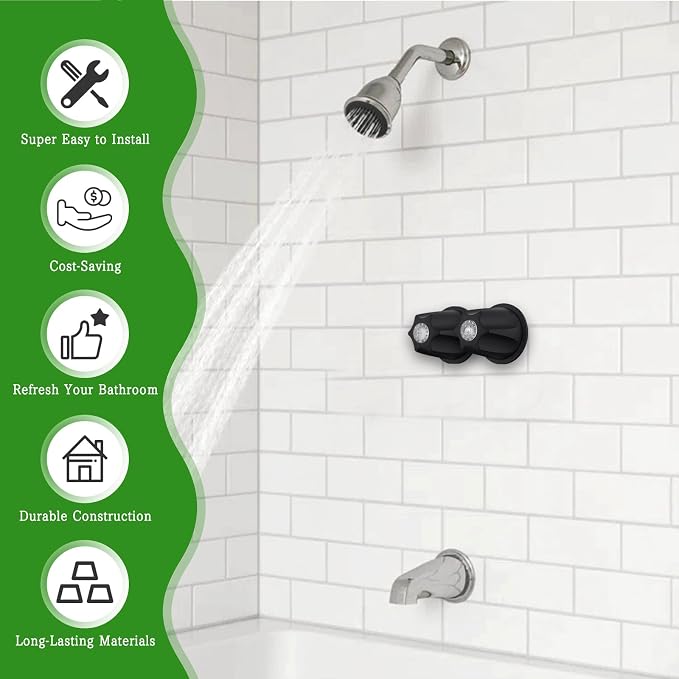 Shower Knob Replacement Compatible with Price Pfister Contessa & Windsor Tub and Shower Faucet Shower Knobs, Shower Knobs 2 Piece Replacement for Pfister Shower Handle Replacement (Matte Black)