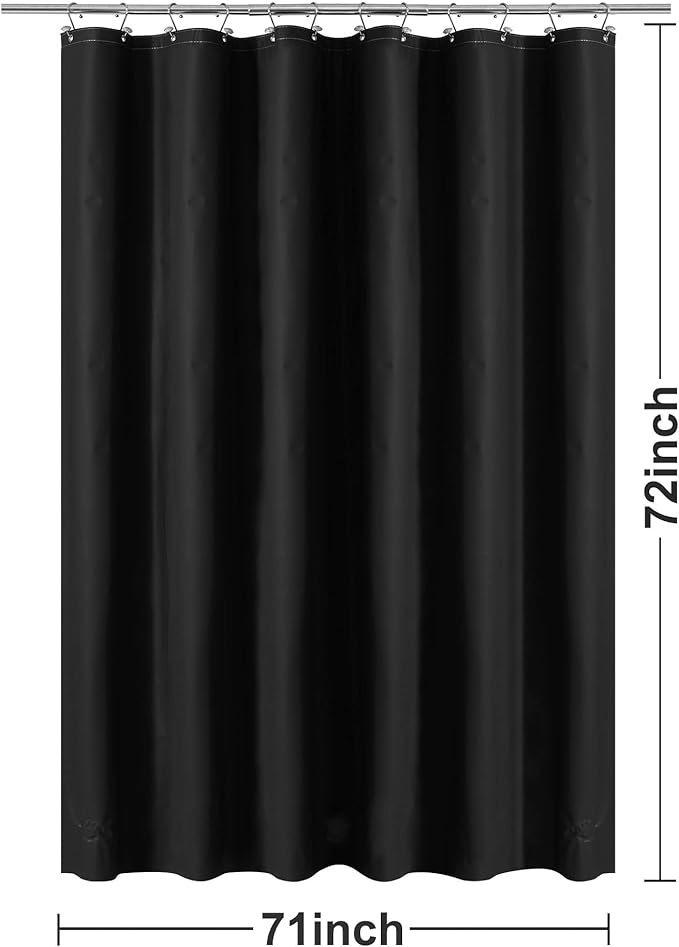 Barossa Design Black Shower Curtain Liner - Premium PEVA Plastic Black Shower Liner for Bathroom, Lightweight Standard Size Bath Curtain with 3 Magnets, Metal Grommets