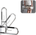 Toilet Grab Bar 23.6 Inch, BVTOURA Flip-Up Safety Rail with Soft Silicone Anti-Slip Finger-Grip Handle and Paper Holder, Stainless Steel U-Shaped Support Bar for Elderly Disabled, Polished Chrome
