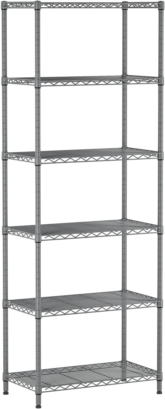 SINGAYE Shelf Wire Shelving Adjustable Storage Shelves Rack Standing Units for Kitchen Closet Laundry Bathroom Organizers Metal Pantry Narrow Mesh Gaps 14" D x 24" W x 72" H Grey