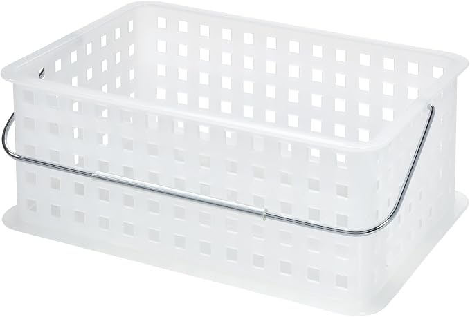 iDesign Portable Shower Caddy Basket with Handle for Dorm or Bathroom - Clear/Frost - Made in USA