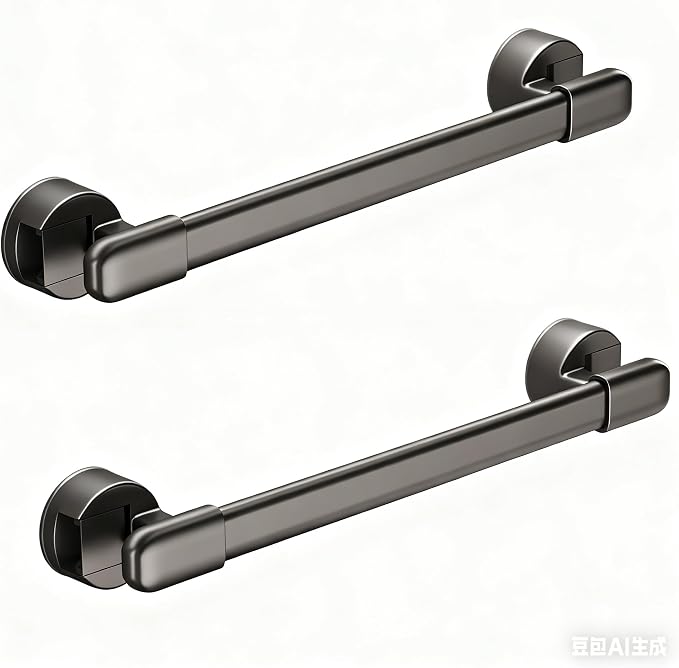 Suction Cup Grab bar for Shower，Suction Grab Bars for Showers，Bathroom Shower Grab Bar, Suction Cup Mount, Removable Shower Grab Bar, Gray, 2PCS