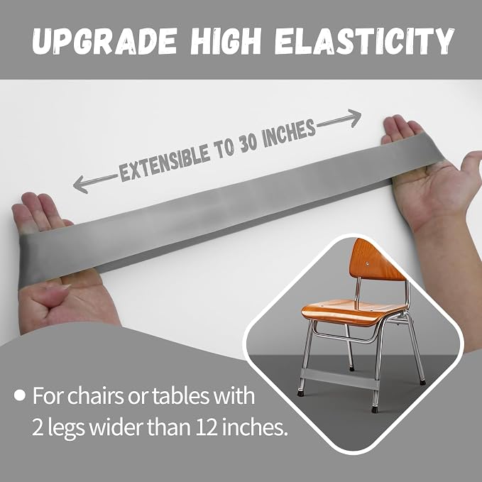 5 Pack Chair Bands for Kids with Fidgety Feet, ADHD Tools for Kids, Improve Focus & Reduce Restlessness, Chair Bands for Sensory ADHD ADD Autism - Classroom & Home Must Haves (Gray)