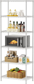 SINGAYE Shelf Wire Shelving Adjustable Storage Shelves Rack Standing Units for Kitchen Closet Laundry Bathroom Organizers Metal Pantry Narrow Mesh Gaps 14" D x 24" W x 72" H White