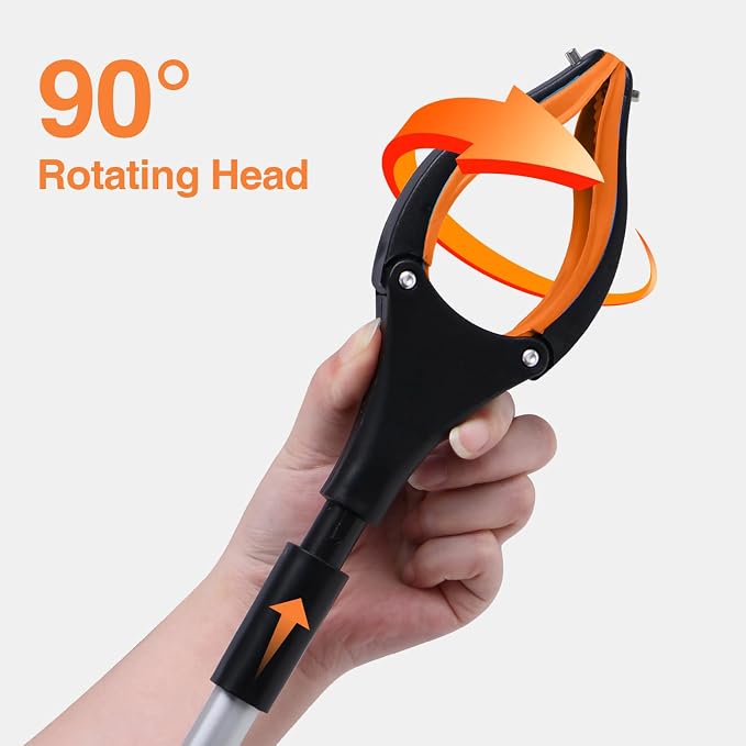 2-Pack Extra Long Grabber Reacher, 32" Foldable Trash Picker Grabber with Strong Magnetic Tip, 90° Rotating Head Trash Gripper, Trash Claw Grabber Tool,Hand Grabber for Reaching