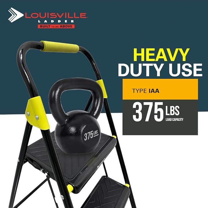 Louisville Ladder Qwik Step 2 Step Ladder, Step Stool with Anti-Slip Step, 375lb Load Capacity, L-4461-02