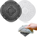 Hair Drain Catcher,Square Drain Cover for Shower Strong Adhesion Silicone Hair Stopper with Suction Cup,Easy to Install Suit for Bathroom,Bathtub,Kitchen 2 Pack (Jet Black White)