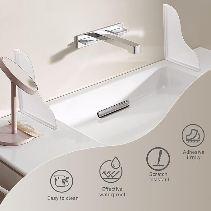Spidfee Shower Splash Guard Kit, Large Splash Guards for Bathtub Waterproof Self-Adhesive Shower Corner Guards to Keep Water in Shower or Bath, Pack of 2 (9.1 x 7.1 inches)