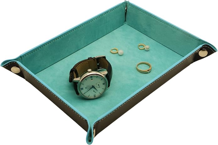 Valet Organizer - Catchall Tray for Jewelry, Wallets, Watches, Keys, Coins, Phones, Glasses - Perfect for Nightstand, Desk, Entryway