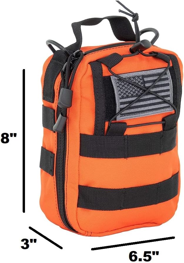 LINE2design First Aid (Ifak) Pouch EMS Bag - EMT Emergency Medical Trauma Pack Bags Tactical EDC Rescue Utility Gear IFAK Bags for Hiking Stop Bleeding Includes USA Patch - Orange